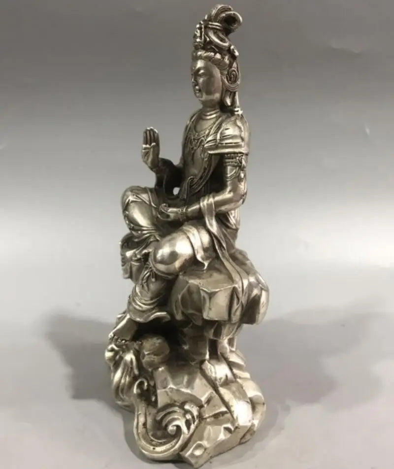 China White copper Goddess of mercy Buddha crafts statue