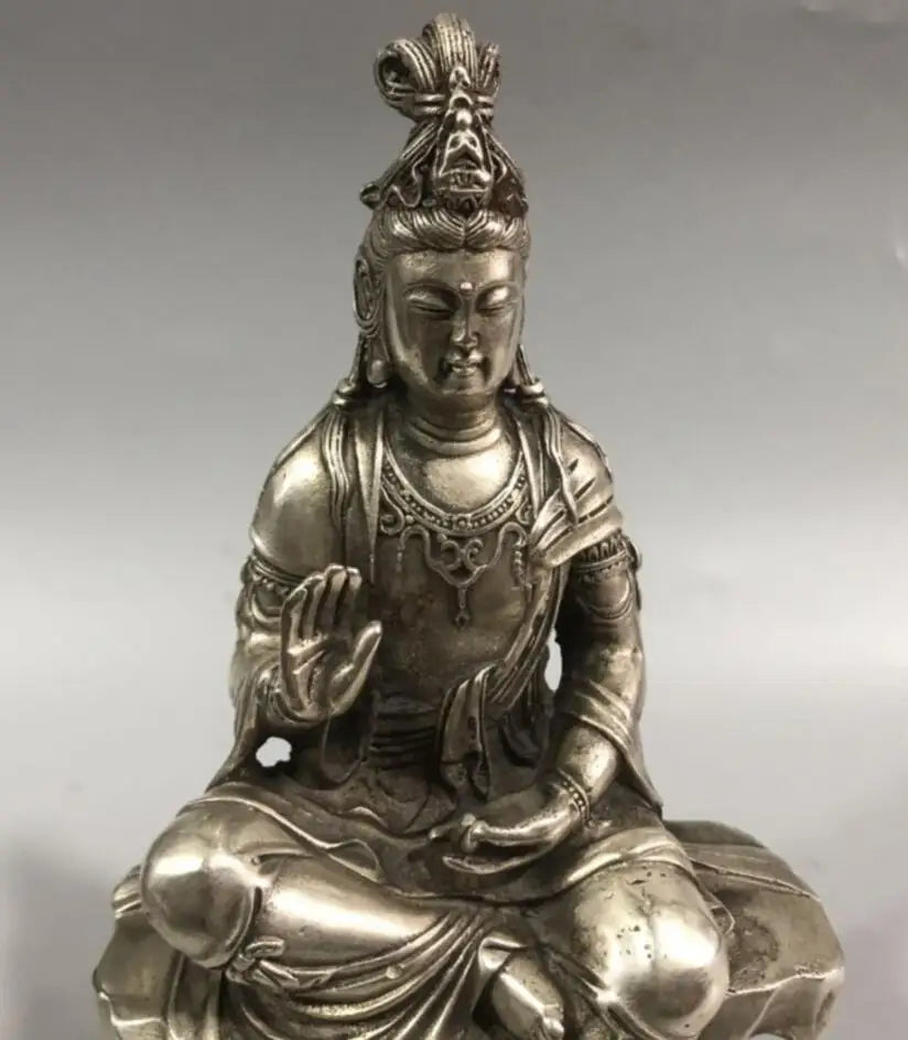 China White copper Goddess of mercy Buddha crafts statue