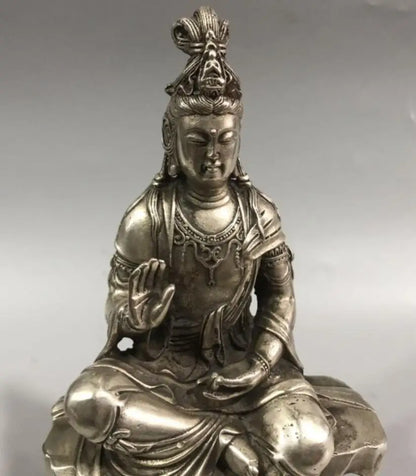 China White copper Goddess of mercy Buddha crafts statue