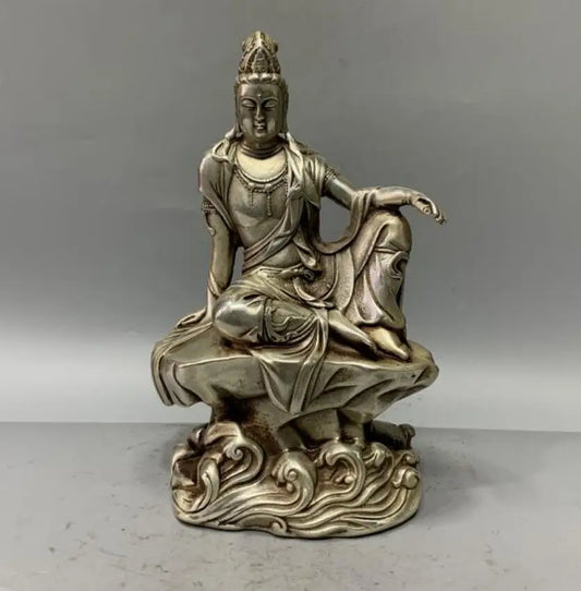 China White copper Goddess of mercy bodhisattva Buddha crafts statue