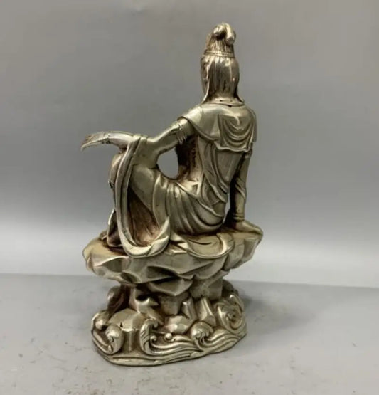 China White copper Goddess of mercy bodhisattva Buddha crafts statue