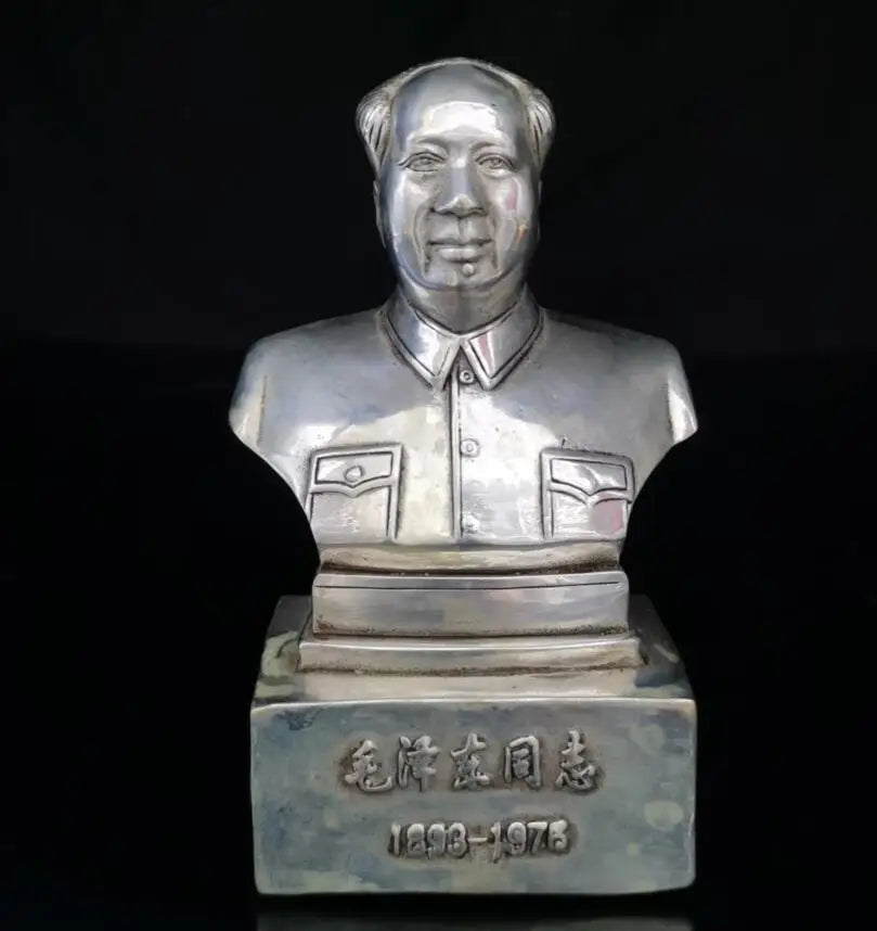China White copper Great leader Mao Zedong Head portrait crafts statue