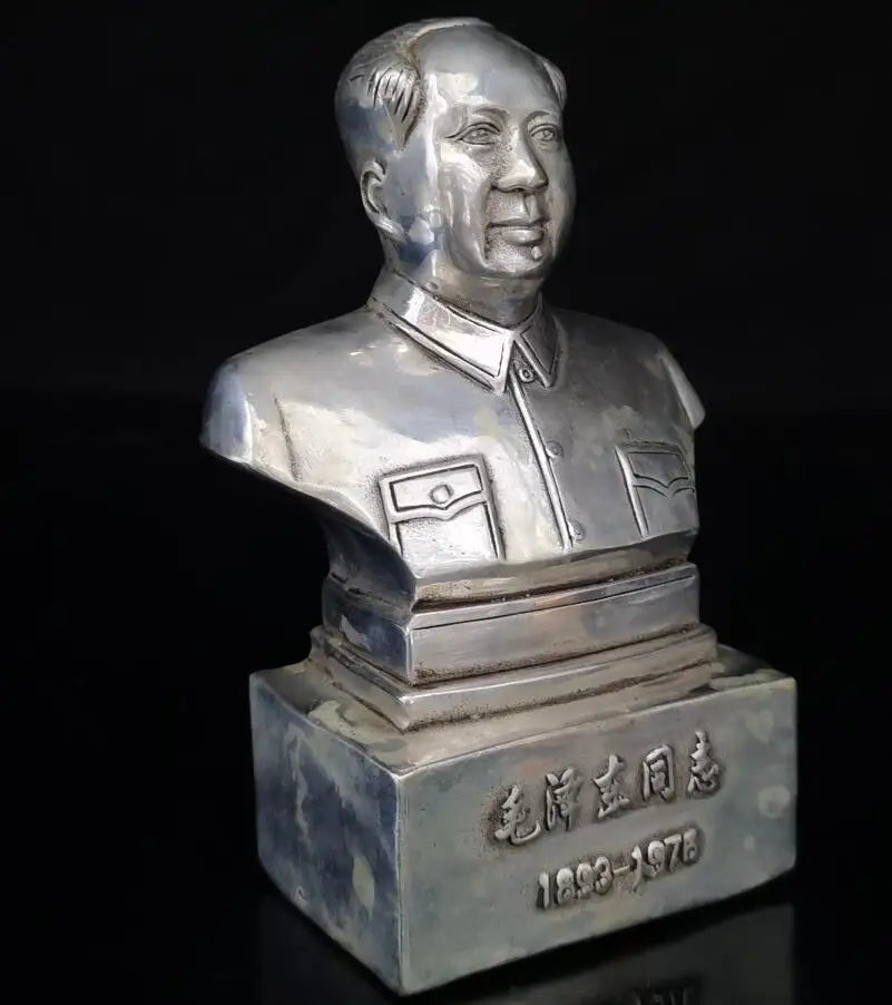 China White copper Great leader Mao Zedong Head portrait crafts statue