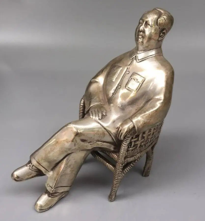 China White copper Great leader Mao Zedong crafts statue