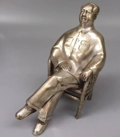 China White copper Great leader Mao Zedong crafts statue