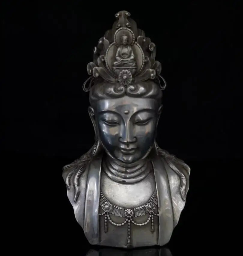 China White copper Guanyin Buddha head like crafts statue