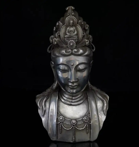 China White copper Guanyin Buddha head like crafts statue