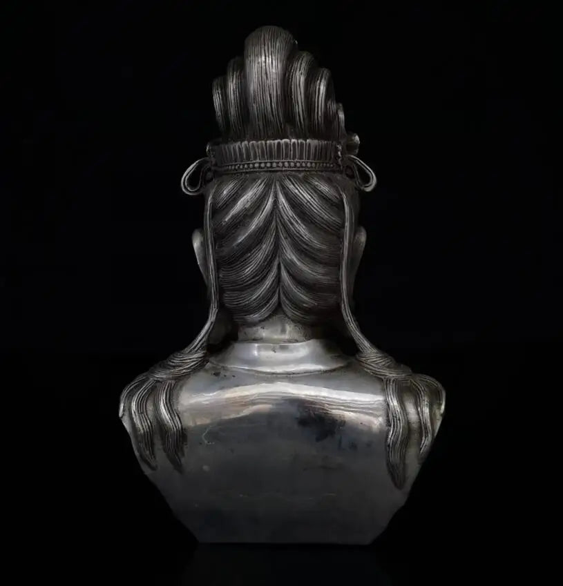 China White copper Guanyin Buddha head like crafts statue