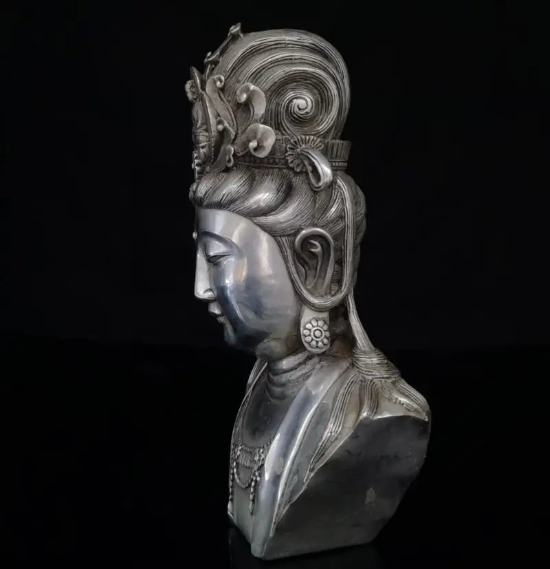 China White copper Guanyin Buddha head like crafts statue