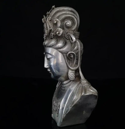 China White copper Guanyin Buddha head like crafts statue