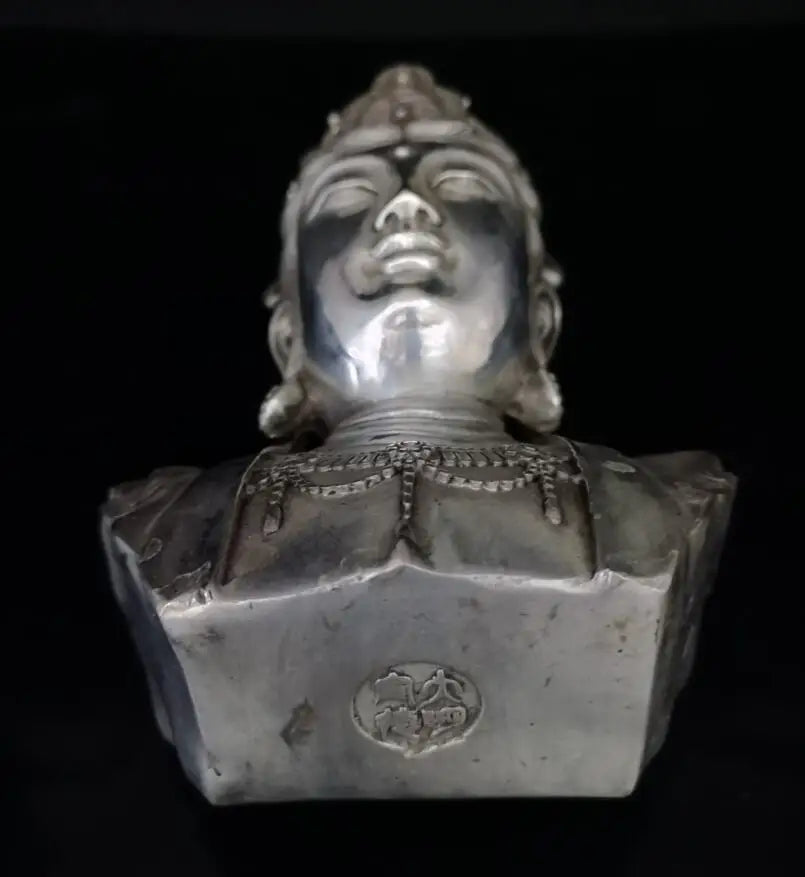 China White copper Guanyin Buddha head like crafts statue