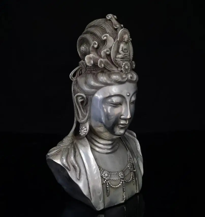 China White copper Guanyin Buddha head like crafts statue