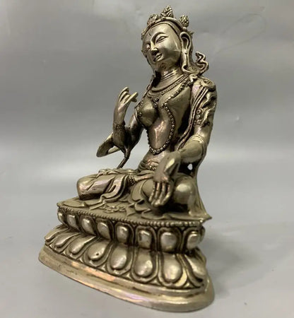 China White copper Guanyin bodhisattva Buddha crafts statue