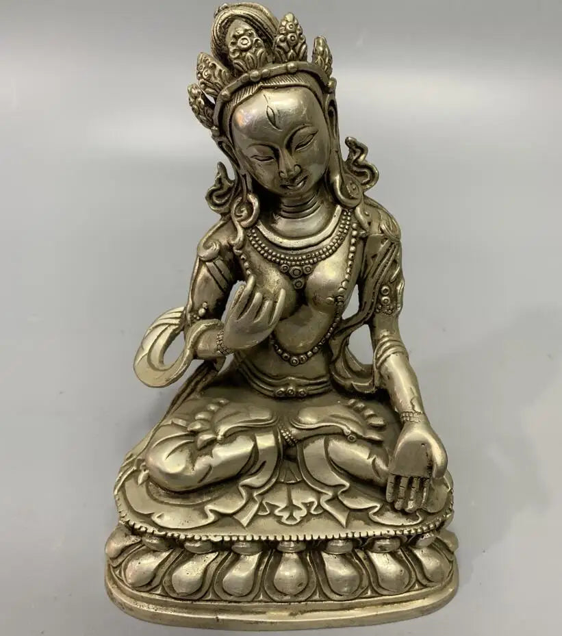 China White copper Guanyin bodhisattva Buddha crafts statue