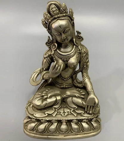 China White copper Guanyin bodhisattva Buddha crafts statue