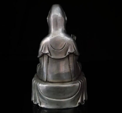 China White copper Guanyin bodhisattva Buddha crafts statue