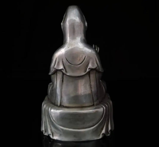 China White copper Guanyin bodhisattva Buddha crafts statue