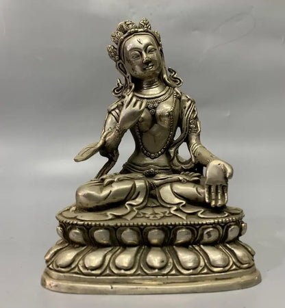 China White copper Guanyin bodhisattva Buddha crafts statue
