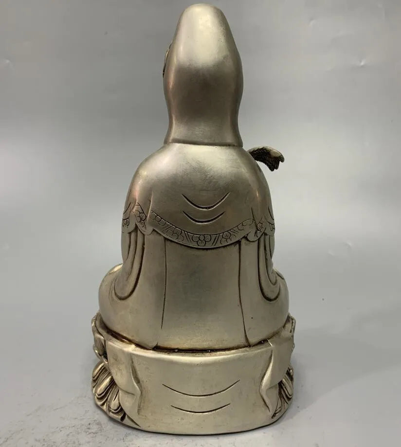 China White copper Guanyin bodhisattva crafts statue