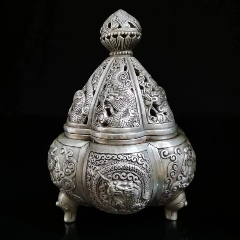 China White copper Incense burner crafts statue