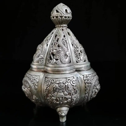 China White copper Incense burner crafts statue