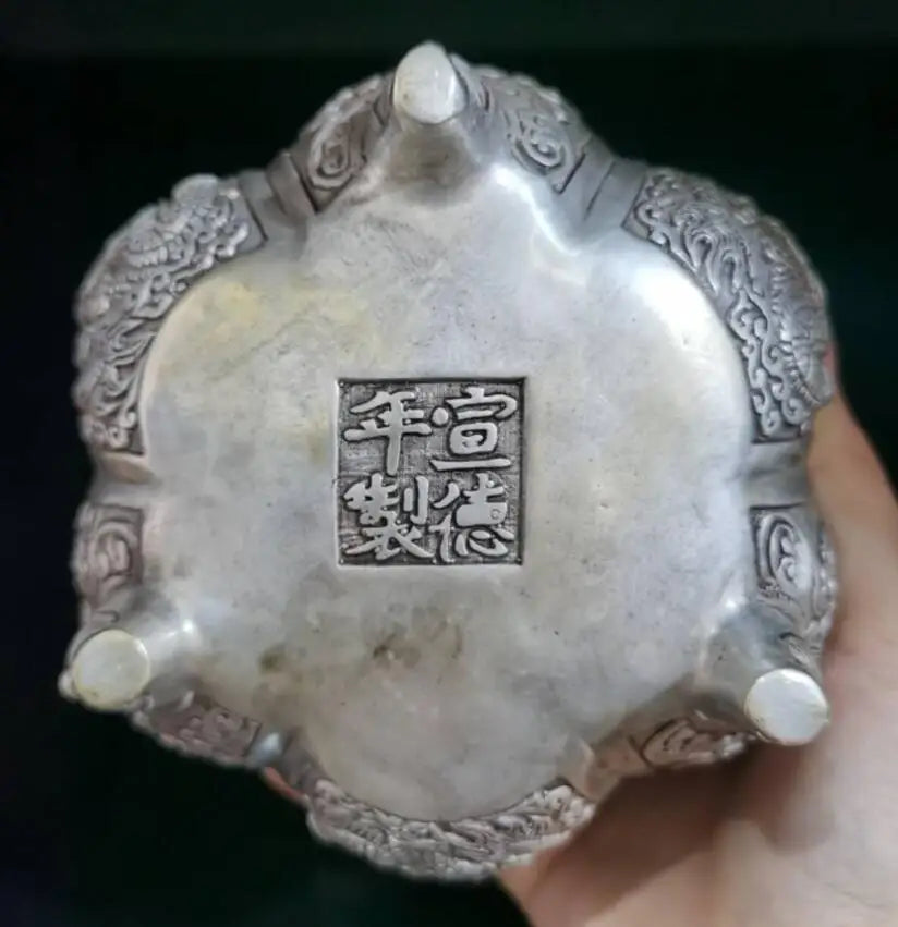 China White copper Incense burner crafts statue