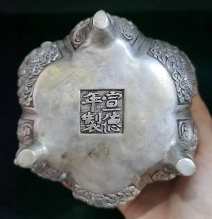 China White copper Incense burner crafts statue