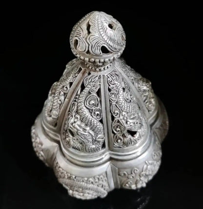 China White copper Incense burner crafts statue