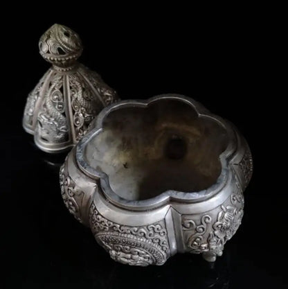 China White copper Incense burner crafts statue