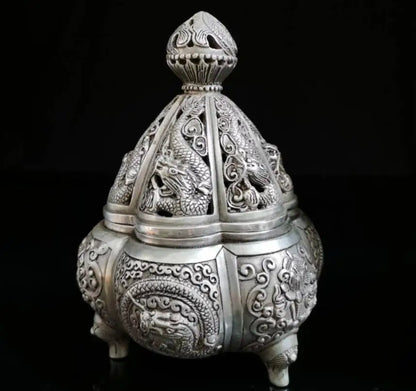 China White copper Incense burner crafts statue