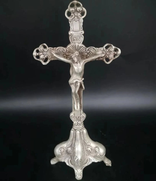 China White copper Jesus cross crafts statue