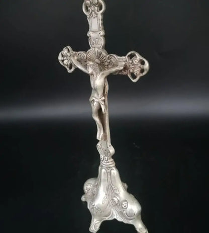 China White copper Jesus cross crafts statue