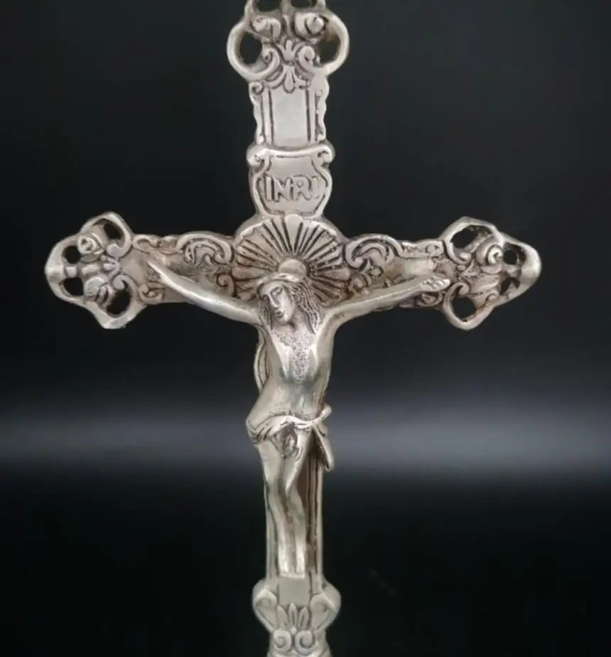 China White copper Jesus cross crafts statue