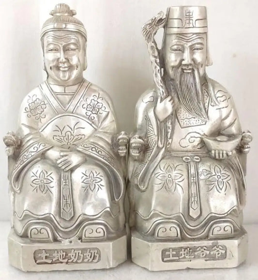 China White copper Land god crafts statue