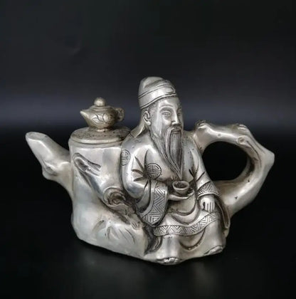 China White copper Li bai drunk teapot crafts statue
