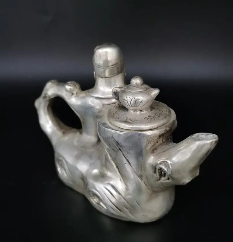 China White copper Li bai drunk teapot crafts statue