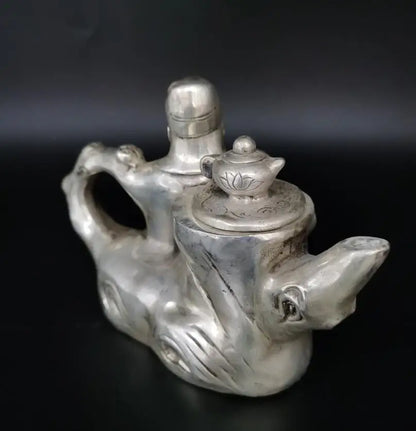 China White copper Li bai drunk teapot crafts statue