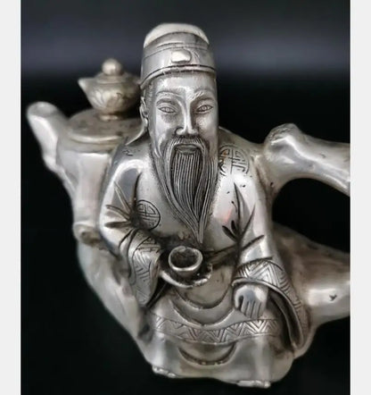 China White copper Li bai drunk teapot crafts statue