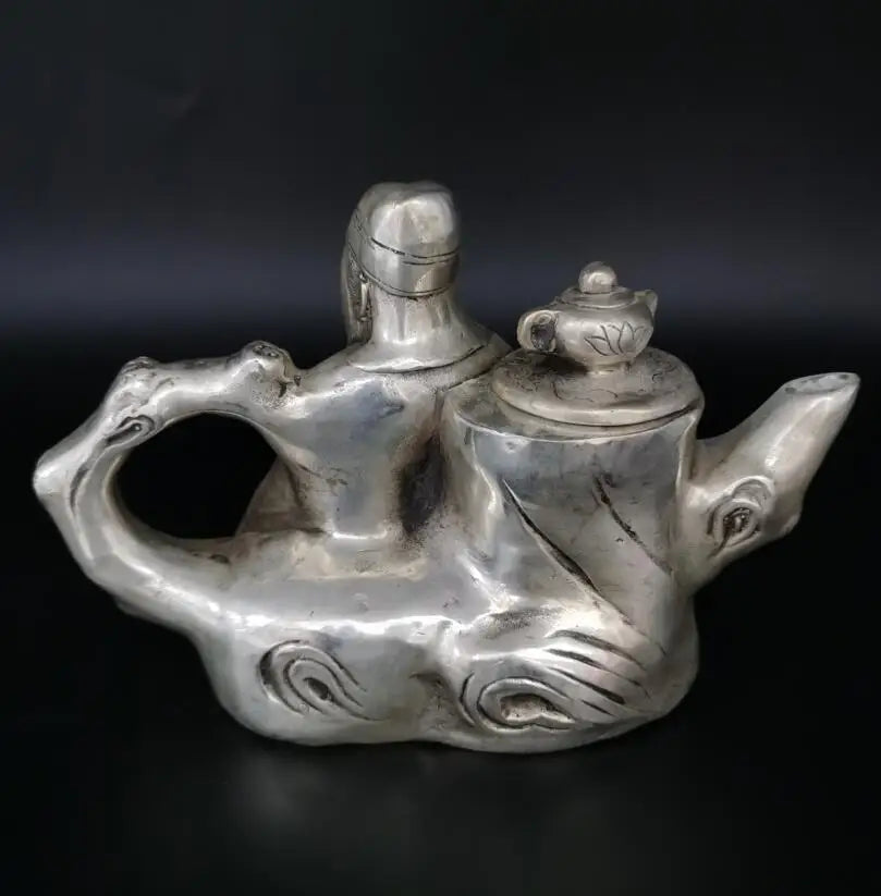 China White copper Li bai drunk teapot crafts statue