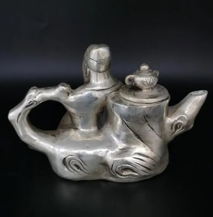 China White copper Li bai drunk teapot crafts statue