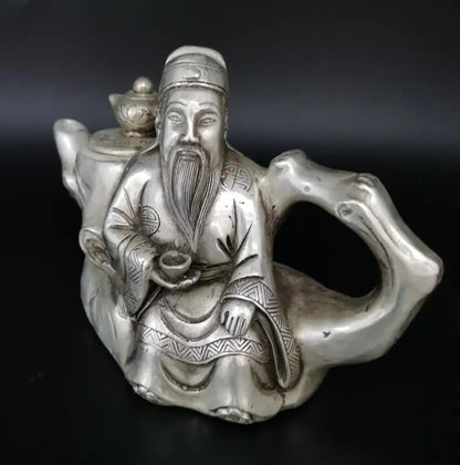 China White copper Li bai drunk teapot crafts statue