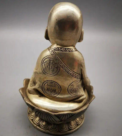 China White copper Little monk Incense burner crafts statue