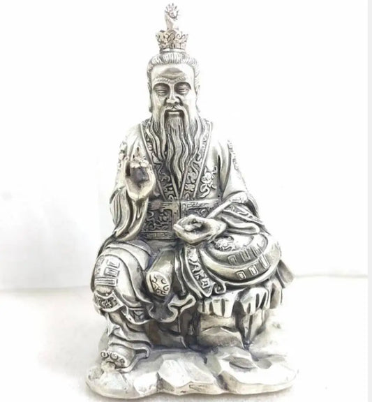 China White copper Lord Lao Zi crafts statue
