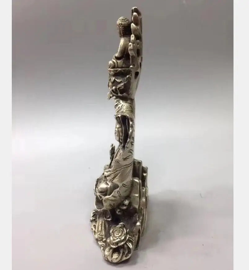 China White copper Lotus leaf Goddess of mercy Buddha crafts statue