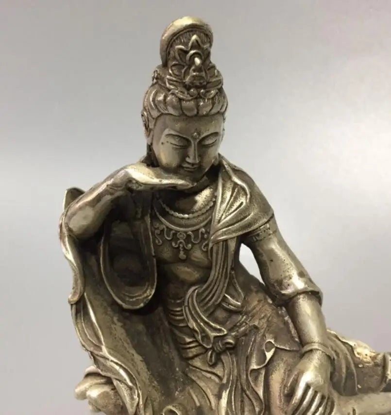 China White copper Lying Goddess of mercy Buddha crafts statue