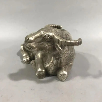 China White copper Lying cow crafts statue