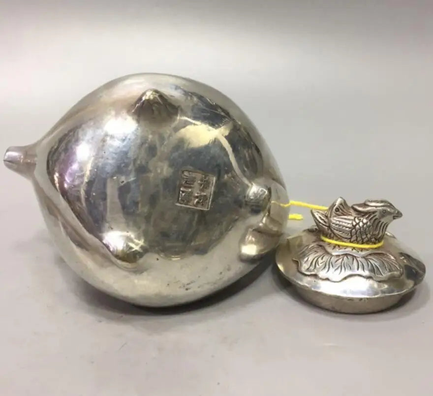 China White copper Mandarin duck teapot crafts statue