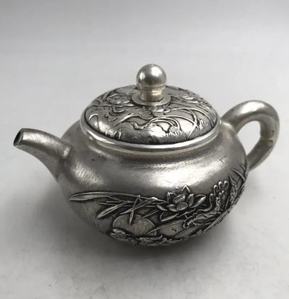 China White copper Mandarin duck teapot crafts statue