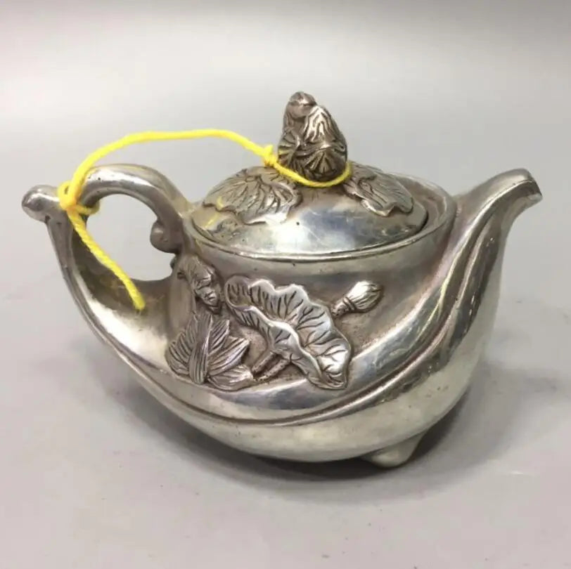China White copper Mandarin duck teapot crafts statue