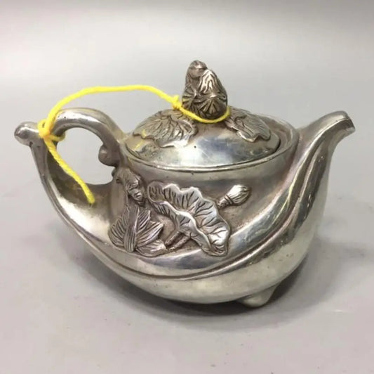 China White copper Mandarin duck teapot crafts statue
